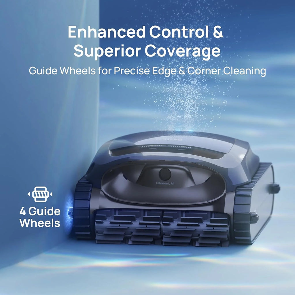 Cordless Robotic Pool Vacuum Cleaner, Smart Surface Parking, Double-Pass Waterline Scrubbing, Cleans Floor, Walls, and Waterline, Above & In-Ground Pools up to 3,230 sq.ft - Blue