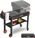 Portable Outdoor Grill Table, Folding Grill Cart Solid and Sturdy, Griddle Stand Large Space, Blackstone Table with Paper Towel Holder, Grill Stand for Blackstone Griddle,Grills etc