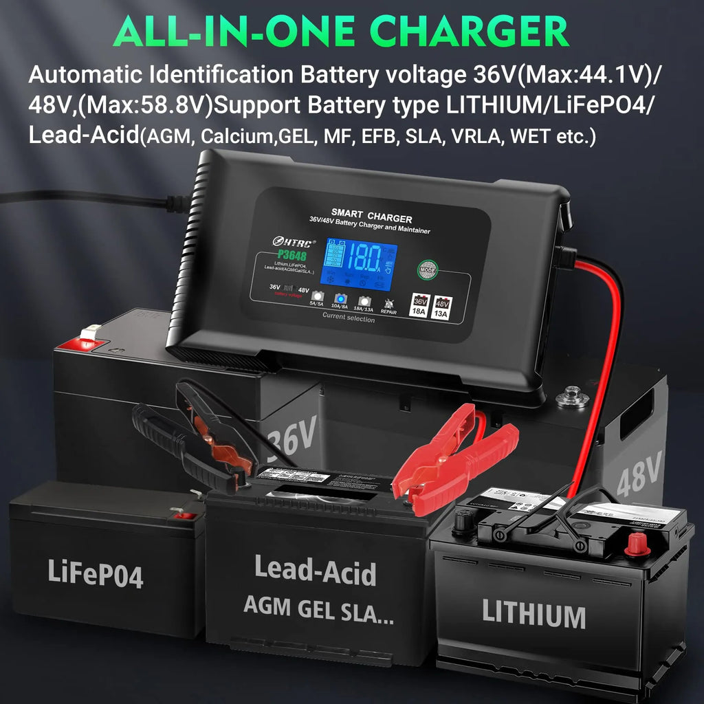 36 Volt Golf cart Charger 18-Amp Smart Charger, Car Battery Charger,Trickle Charger,36V,18-Amp and 48V,13-Amp,Lithium,LiFePO4,Lead-Acid AGM/Gel/SLA.Battery Charger, for EZGO TXT,Car, Boat.