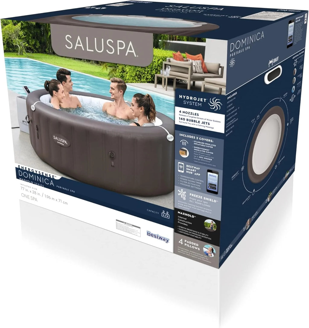 Inflatable Hot Tub Spa (71" x 26") | Portable Hot Tub with 2 Covers (1 Energy-Efficient Thermal Cover and 1 Standard Cover) | Fits Up to 2-4 Persons | Black
