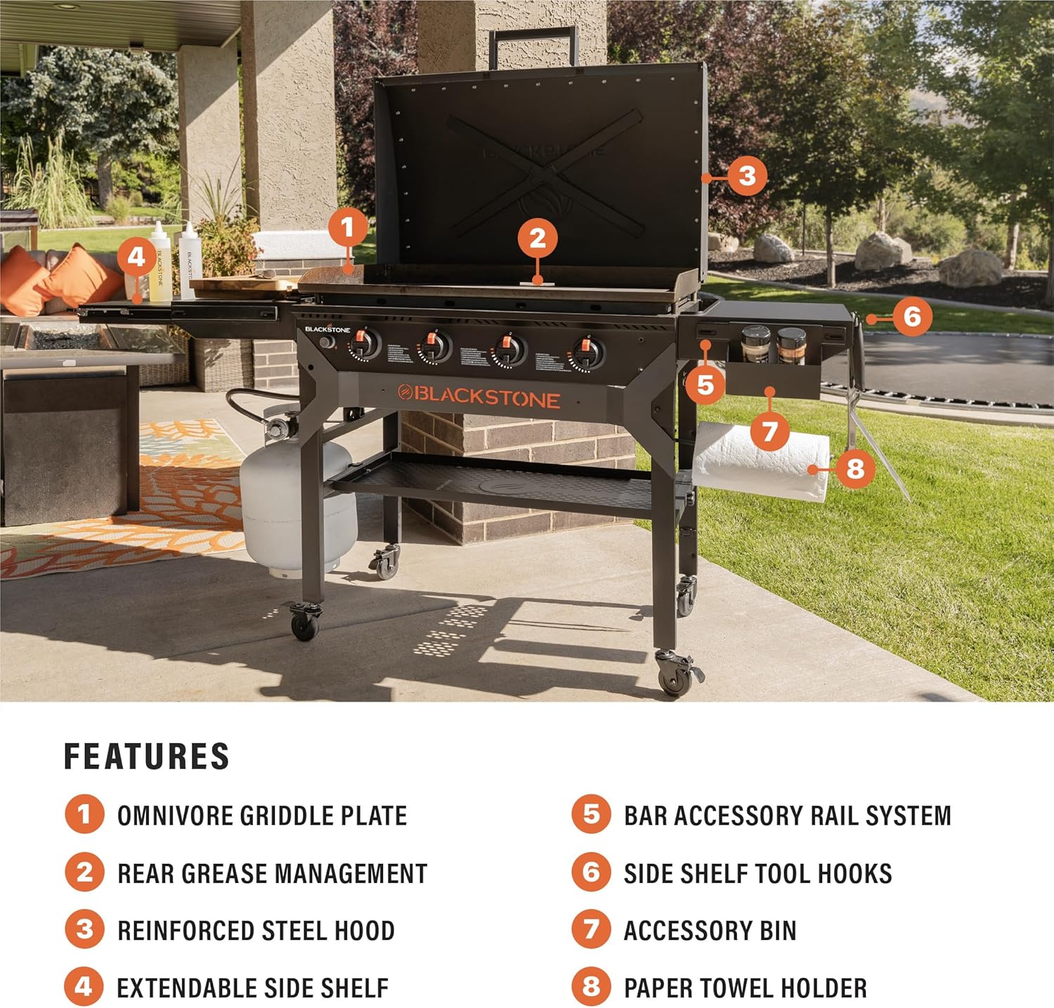 Iron-Forged 36" Omnivore Griddle – Premium Powder-Coated Steel with Reinforced Hood, Black Finish