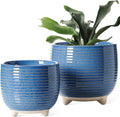 Set of 2 Footed Ceramic Planters