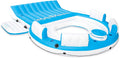145 x 125 x 20 Inch Inflatable Lake and Pool Relaxation Island Lounger Seat for up to 7 Adults, Blue and White.