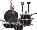 Induction Cookware Sets - 12 Piece Cooking Pan Set, Granite Black Nonstick Pots and Pans Set