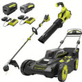 40V Brushless 20 in. Walk Behind Self Propelled Mower String Trimmer Leaf Blower with (2) Batteries and (2) Chargers