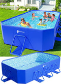 Foldable Pool, Large Non-Inflatable Swimming Pool For Kids,Adult Collapsible Pools Hard Plastic Shell, Oversized Thickened,Portable Folding Kids Pools for Backyard-Mosaic Design-115"x66"x20"